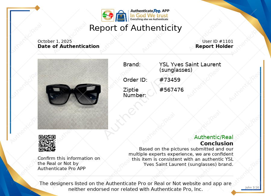 Sunglasses Luxury Designer By Yves Saint Laurent In Black