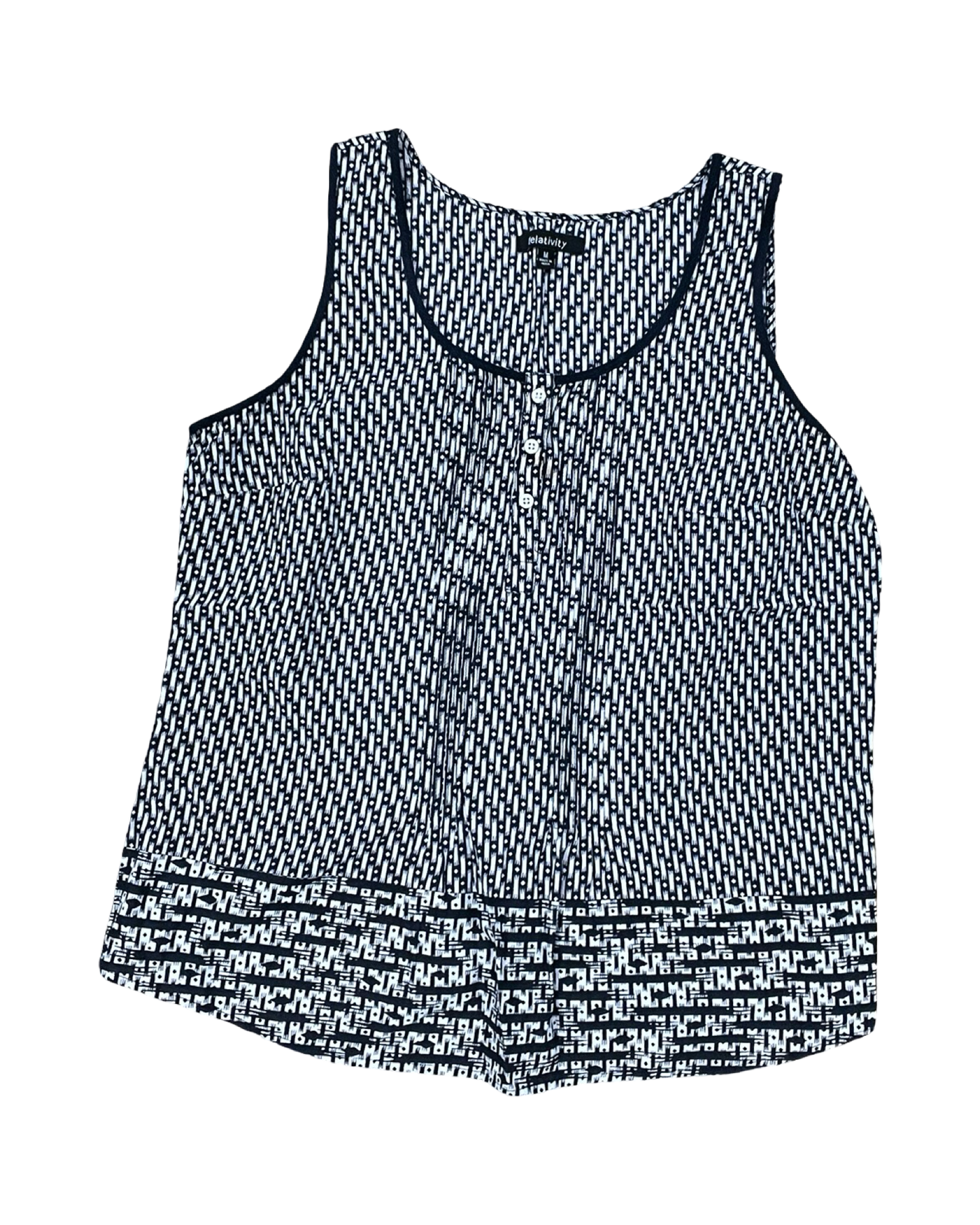 Top Sleeveless By Relativity In Blue & White, Size:M