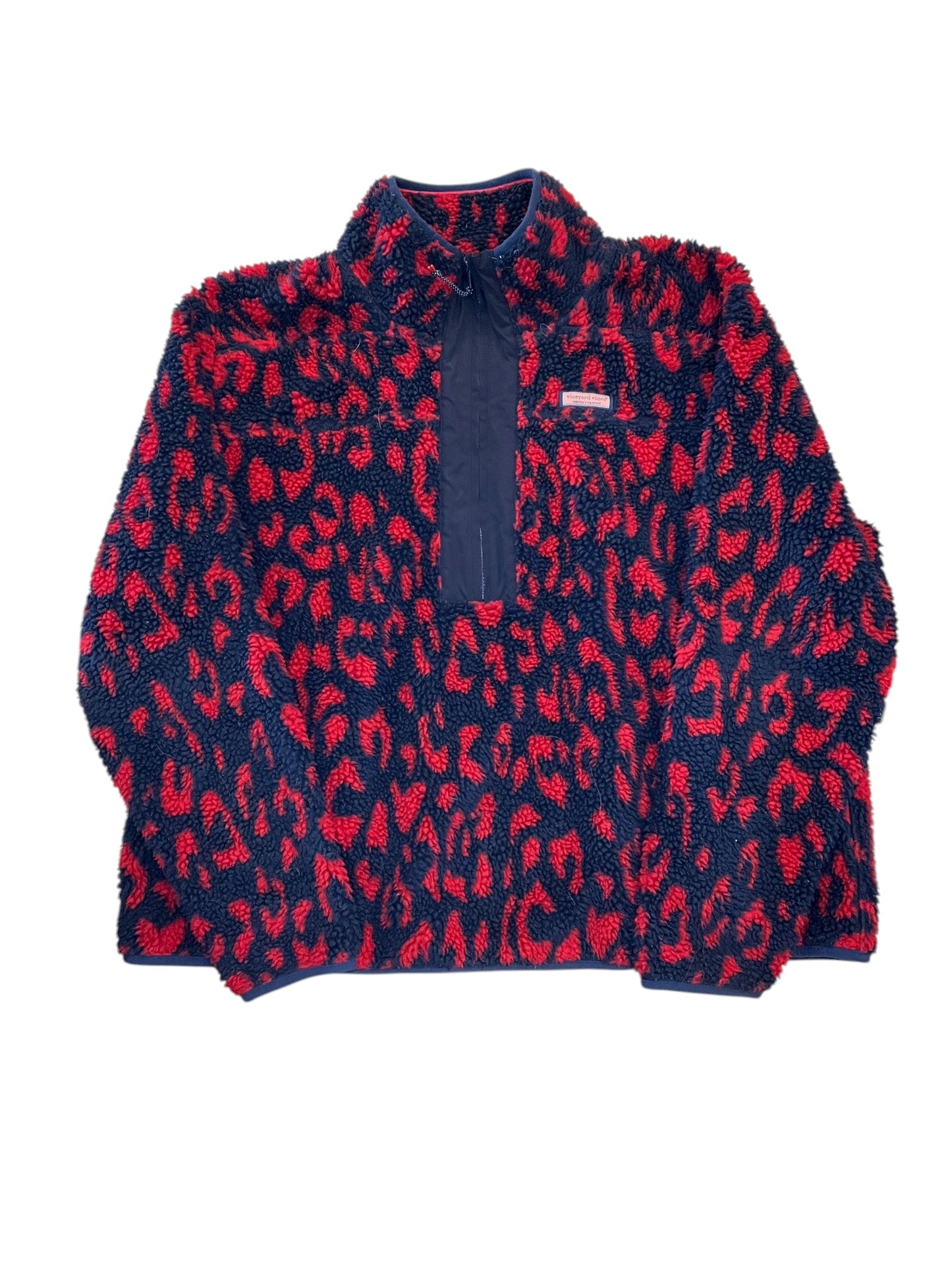 Jacket Faux Fur & Sherpa By Vineyard Vines In Blue & Red, Size:2X