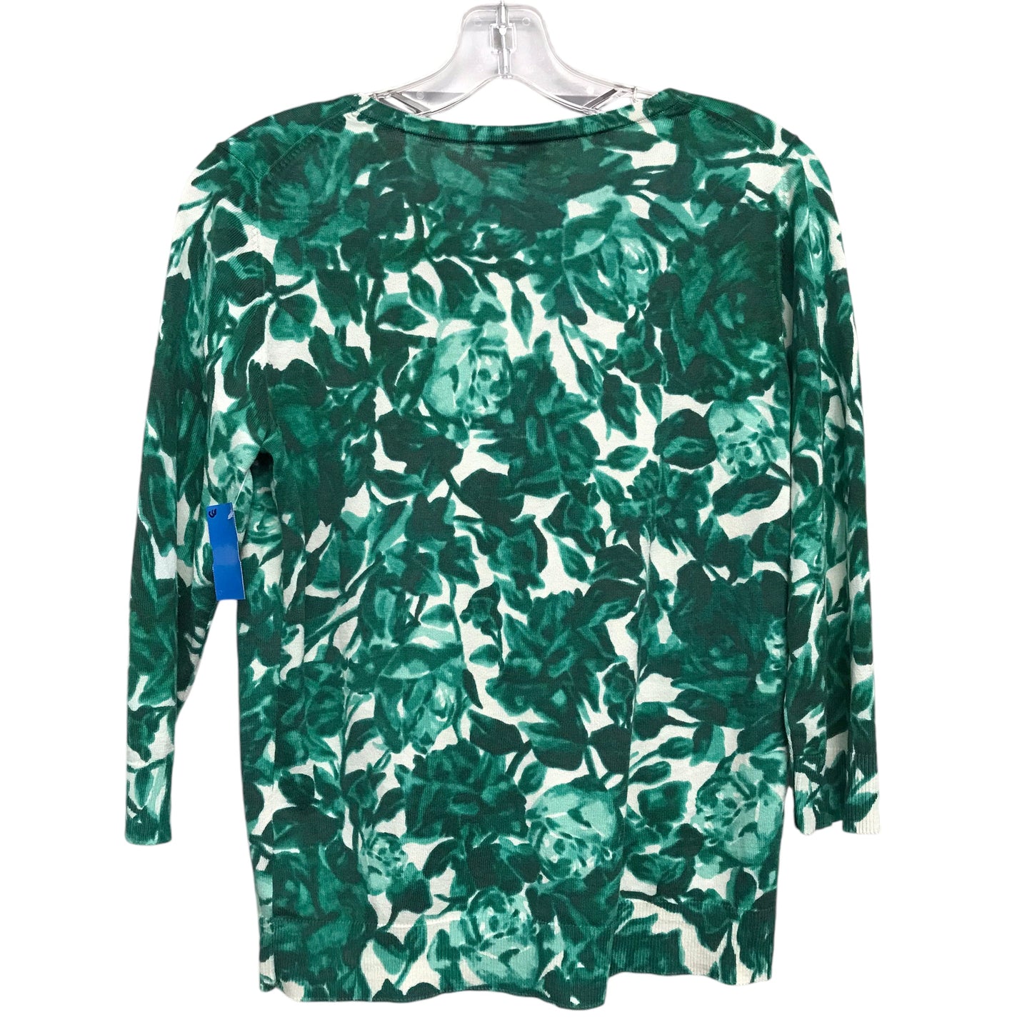 Cardigan By Talbots In Green & White, Size:M