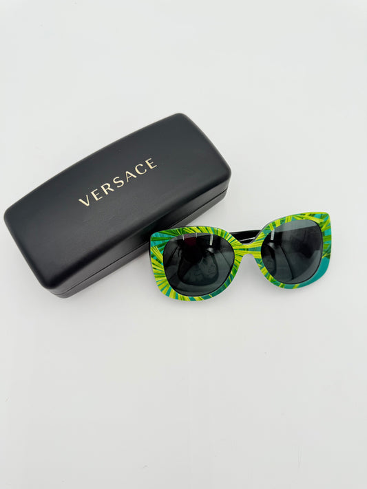 Sunglasses Luxury Designer By Versace In Green & Yellow