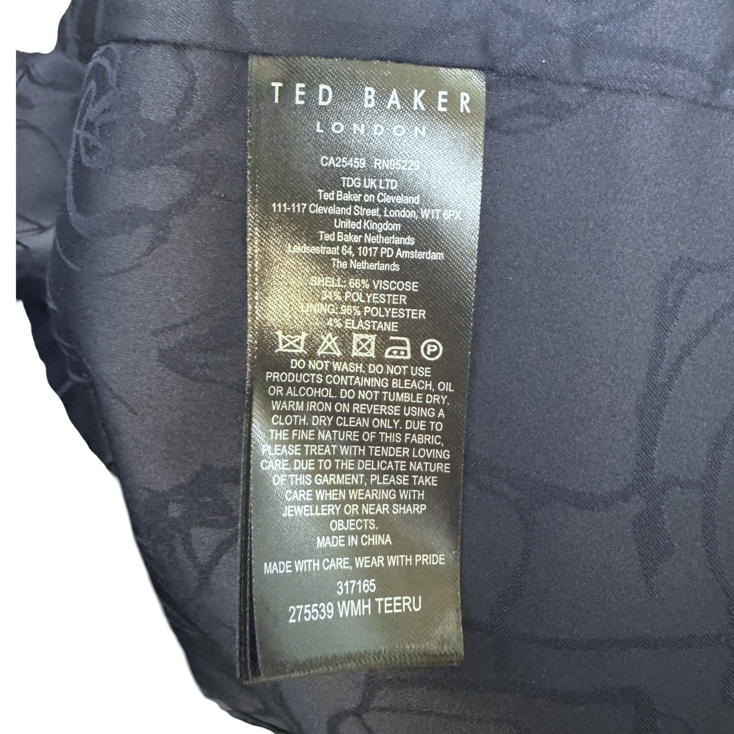 Tailored Satin Long Line Waist Coat with Wide Floor Length Trousers Set 2pc By Ted Baker In Navy, Size: 2