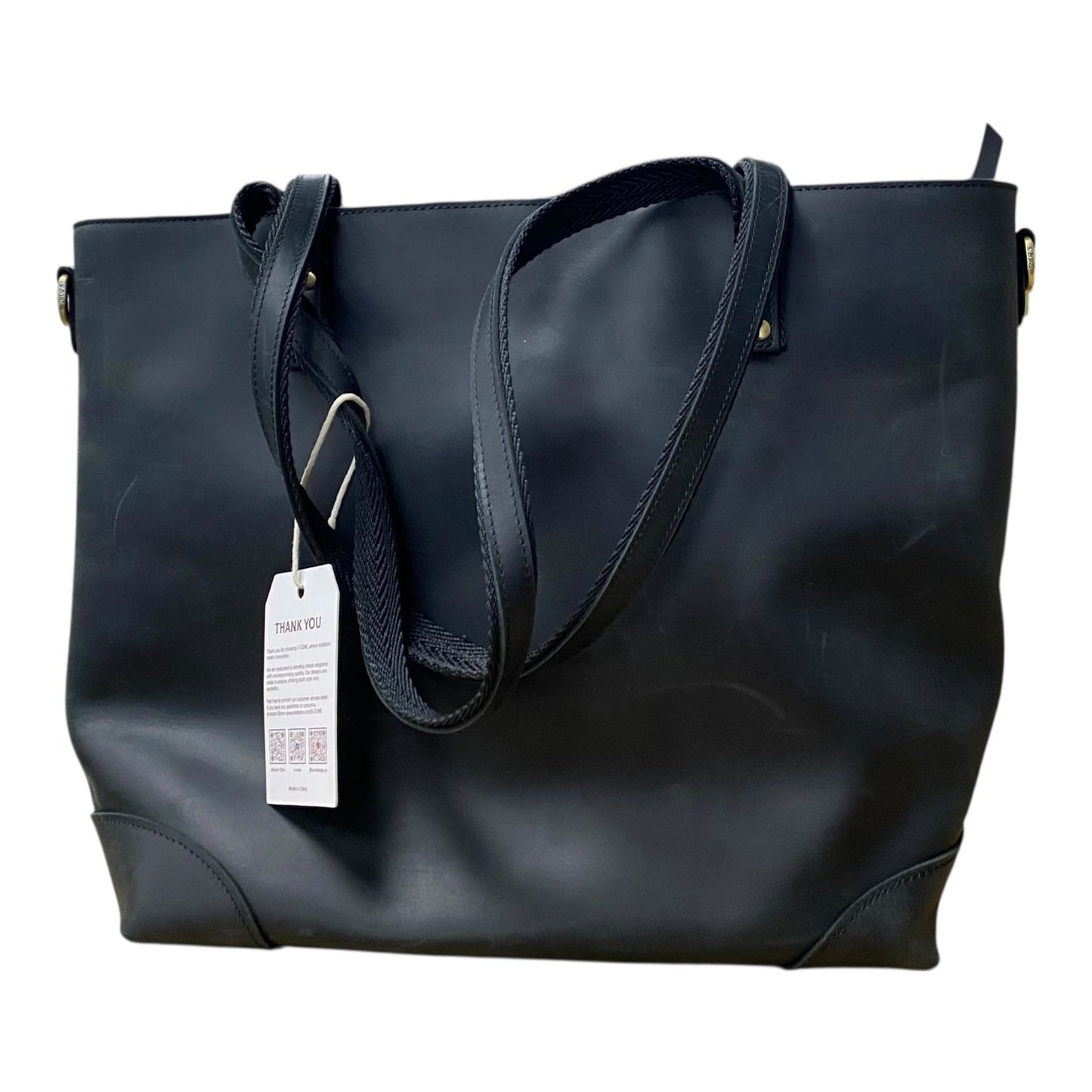 Tote Leather By s-zone  In Black, Size:Large