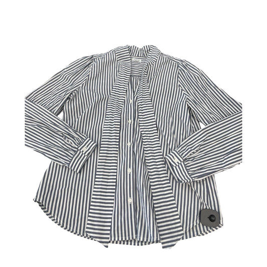 Blouse Ls By J. Crew In Blue & White, Size:M