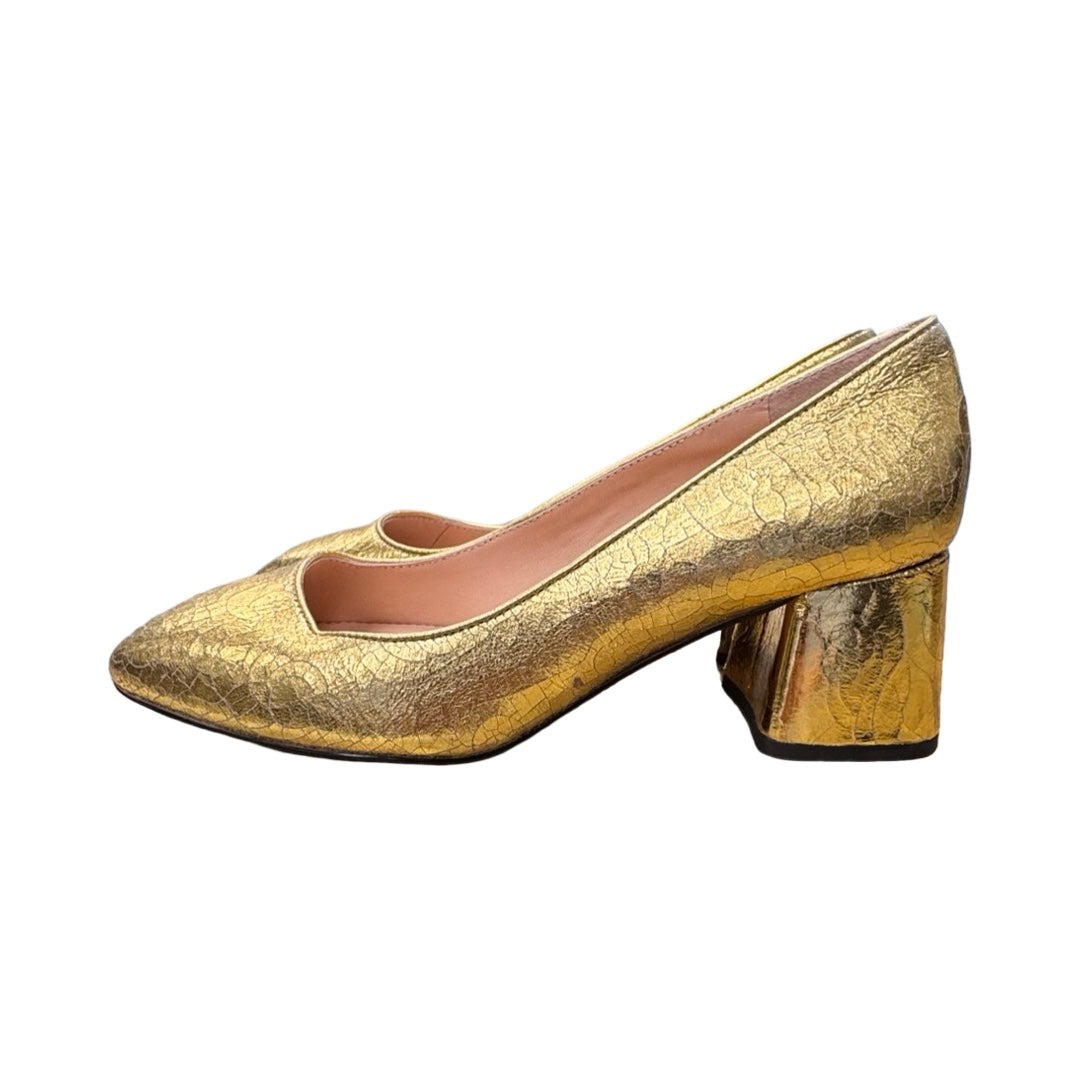 Shoes Heels Block By J. Crew In Gold, Size:5.5