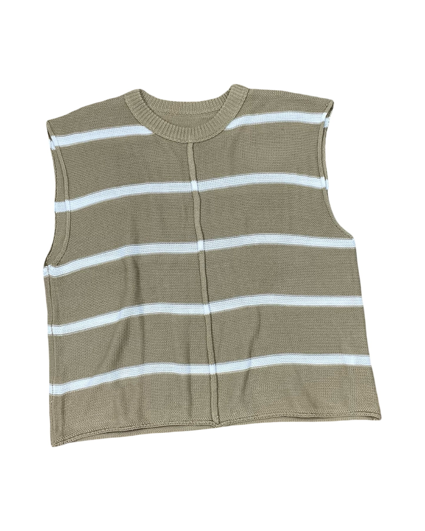 Top Sleeveless By Clothes Mentor In Tan & White, Size:L