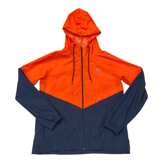 Jacket Windbreaker By Fila In Blue & Orange, Size:M