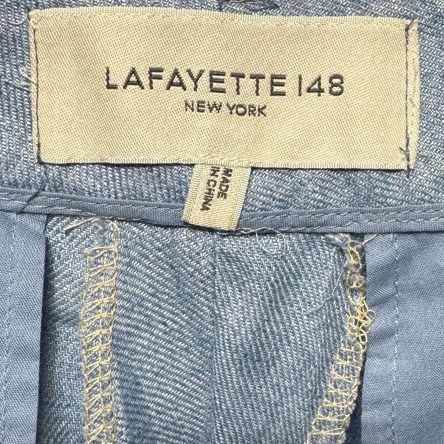 Sullivan 100% Linen Trousers Designer By Lafayette 148 In Blue, Size: 14