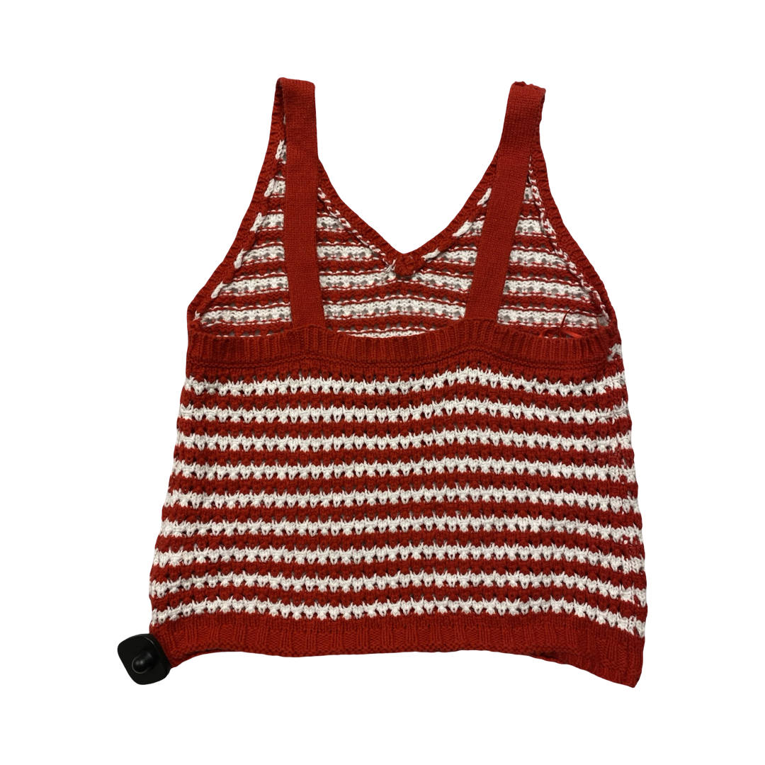Top Sleeveless By Freshman In Red & White, Size:M
