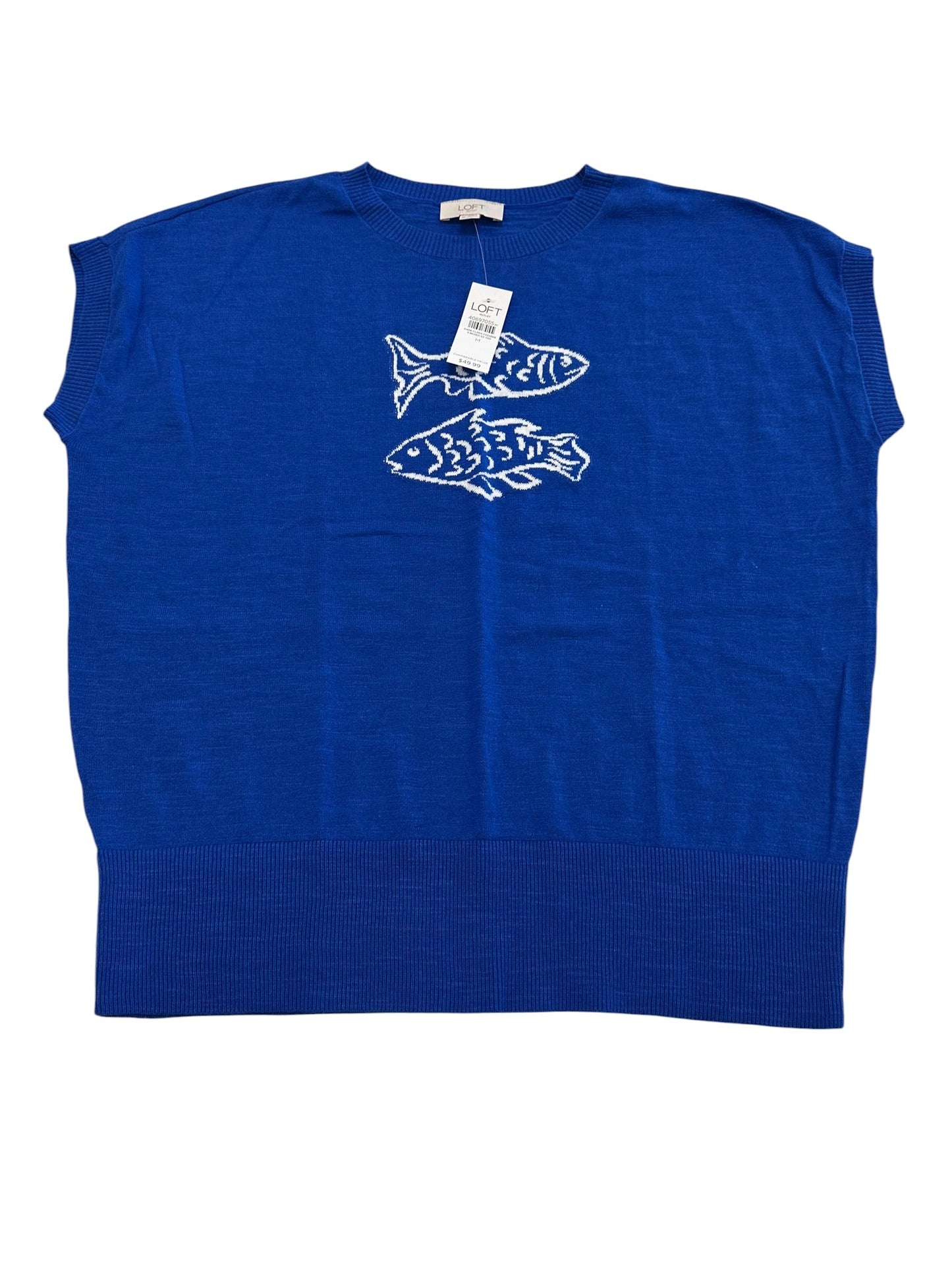 Sweater Ss By Loft In Blue & White, Size:M