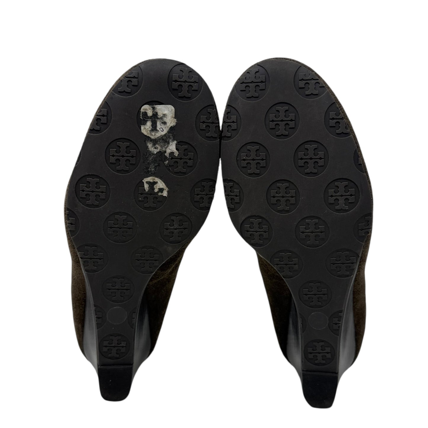 Sally Wedge Suede Pumps Designer By Tory Burch In Green, Size: 7.5