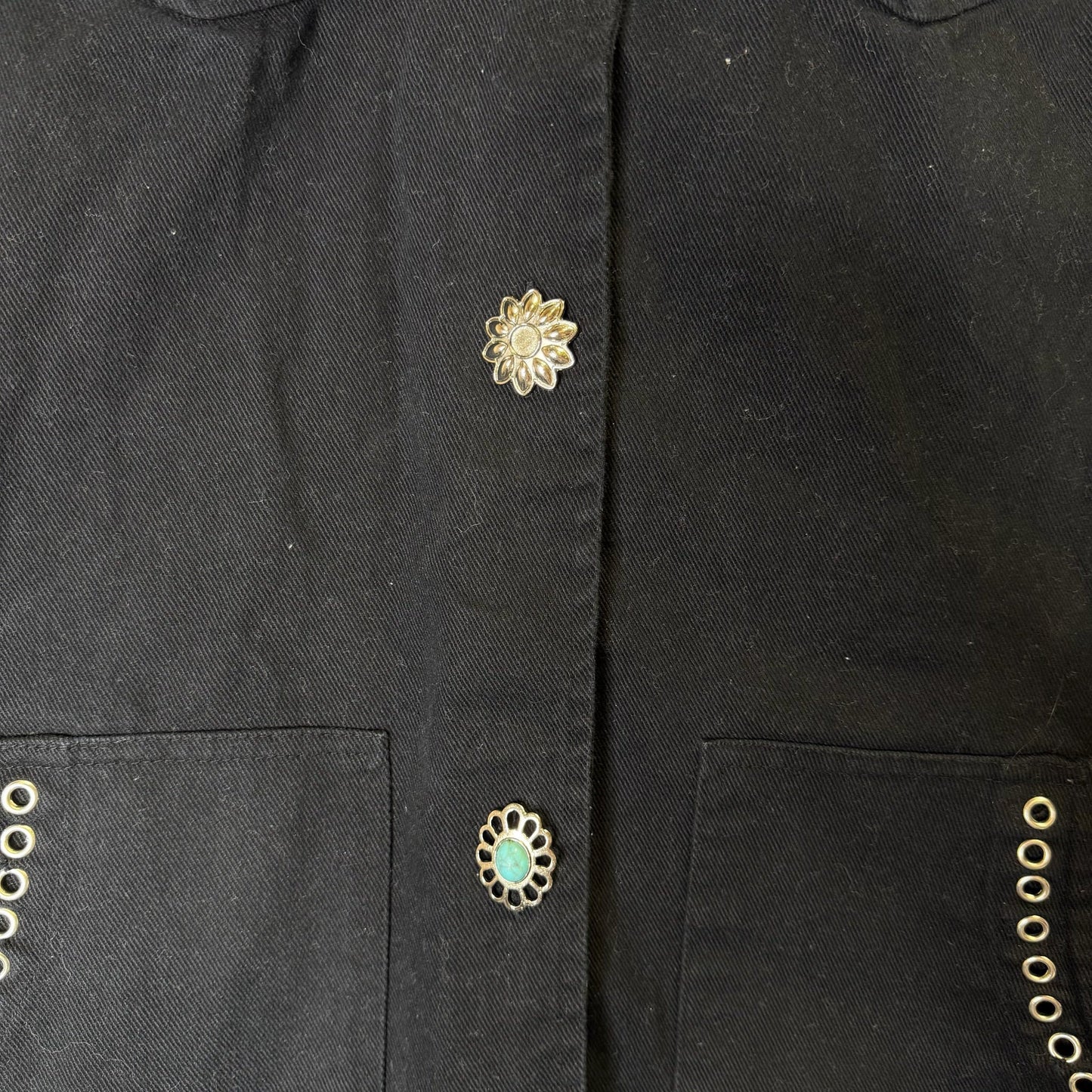 Jacket Denim By Johnny Was In Black Denim, Size: M