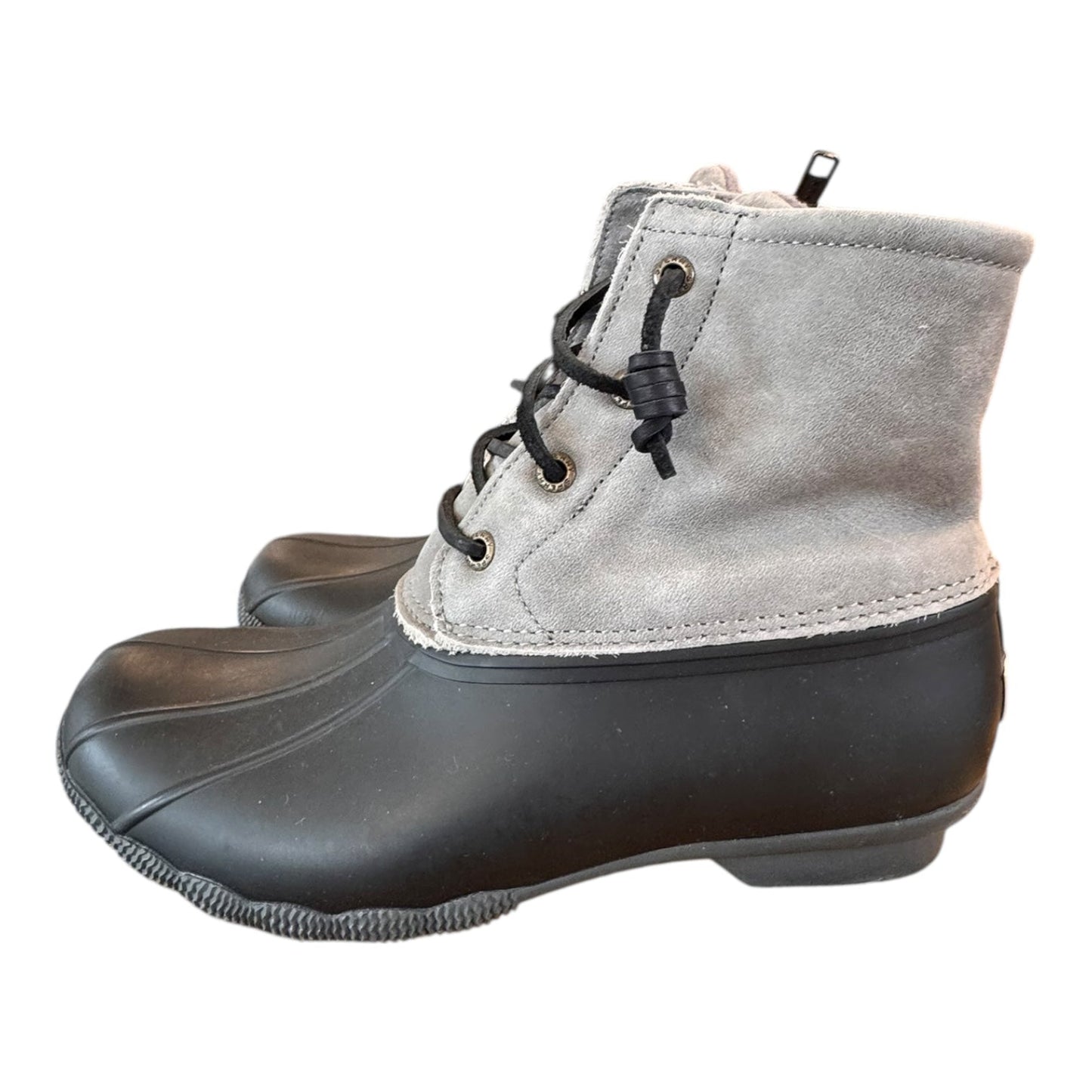 Boots Ankle Flats By Sperry In Grey & Black, Size:7.5