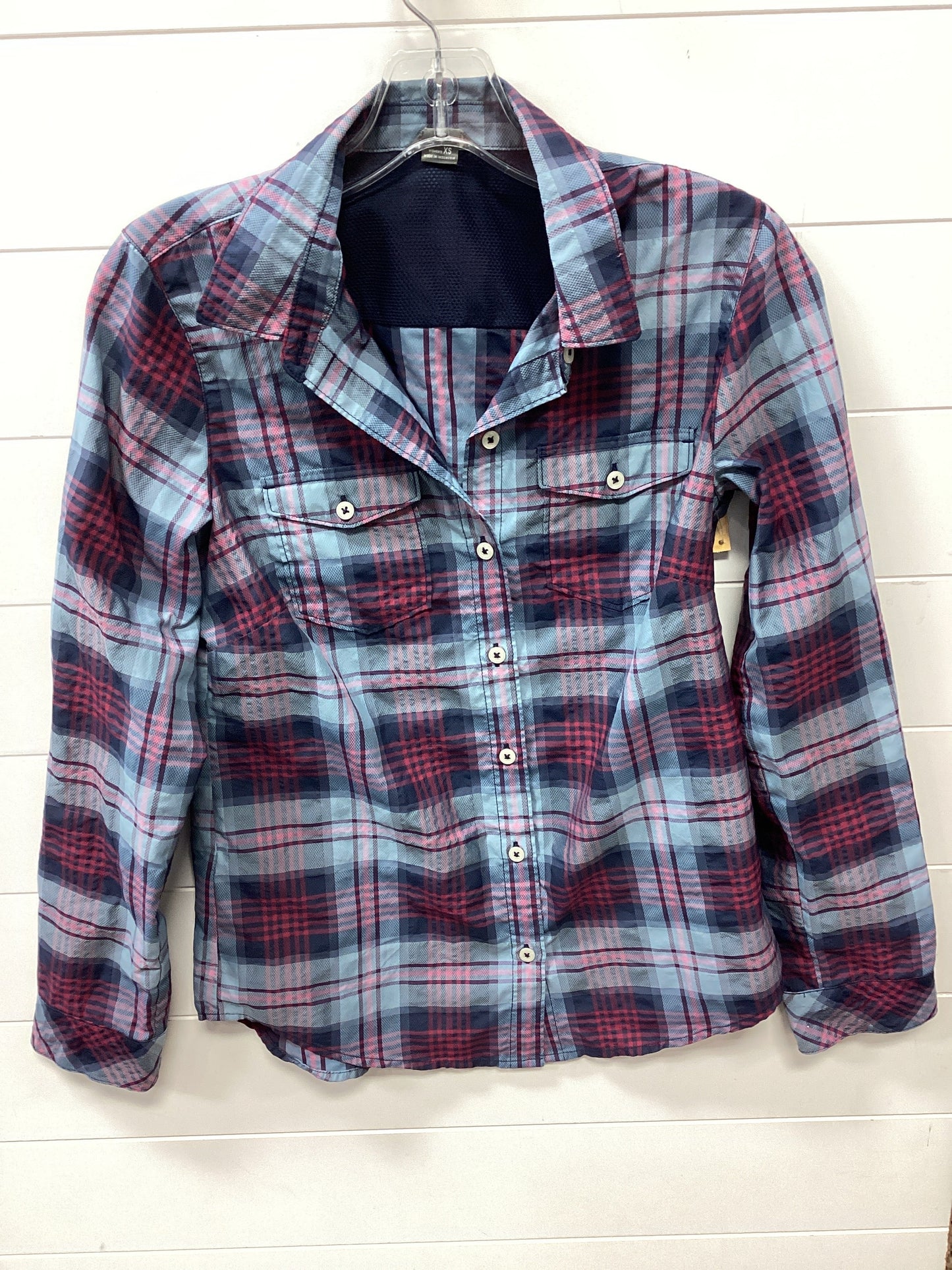 Athletic Top Ls Collar By Eddie Bauer In Blue & Purple, Size:Xs