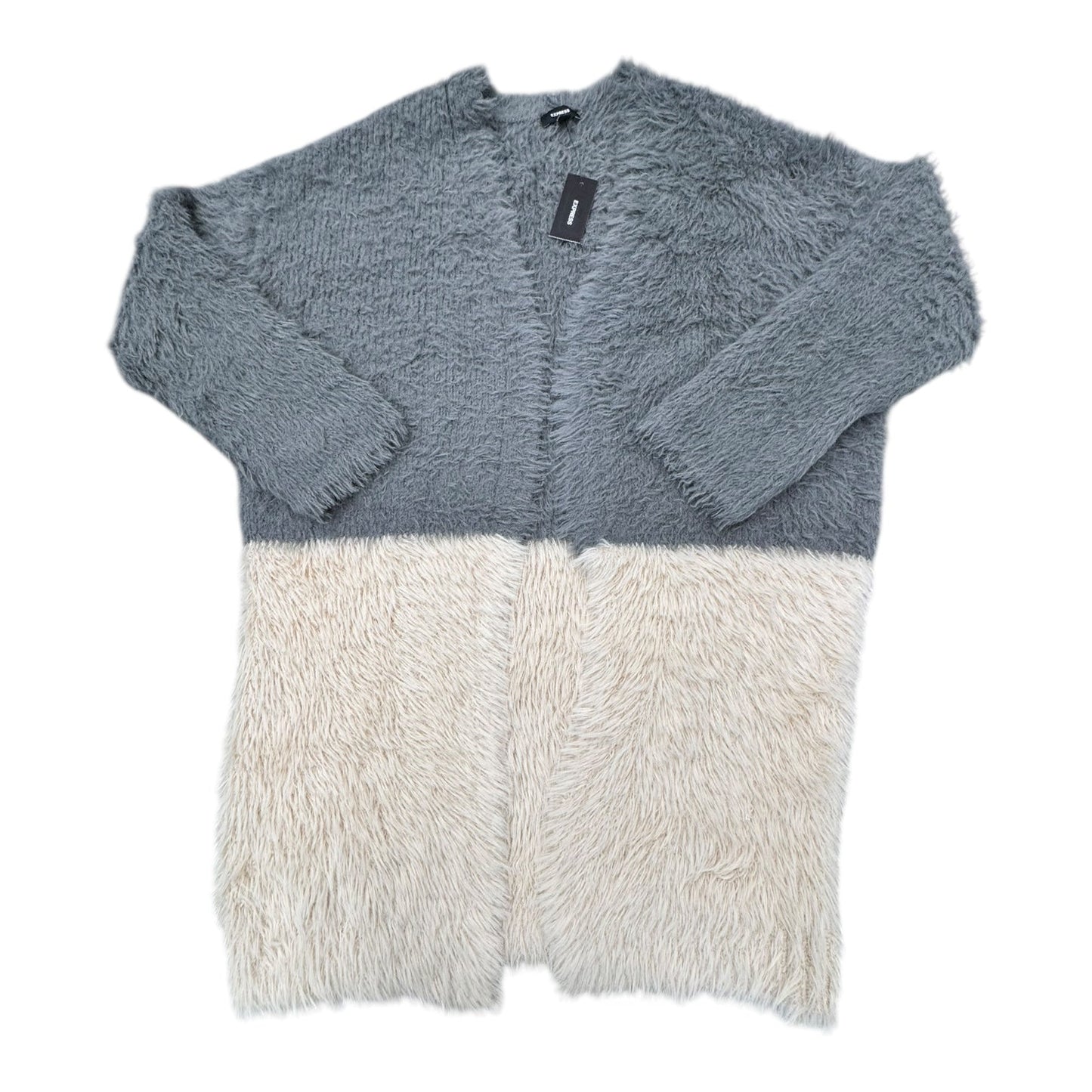 Sweater Cardigan By Express In Cream & Green, Size:Xs