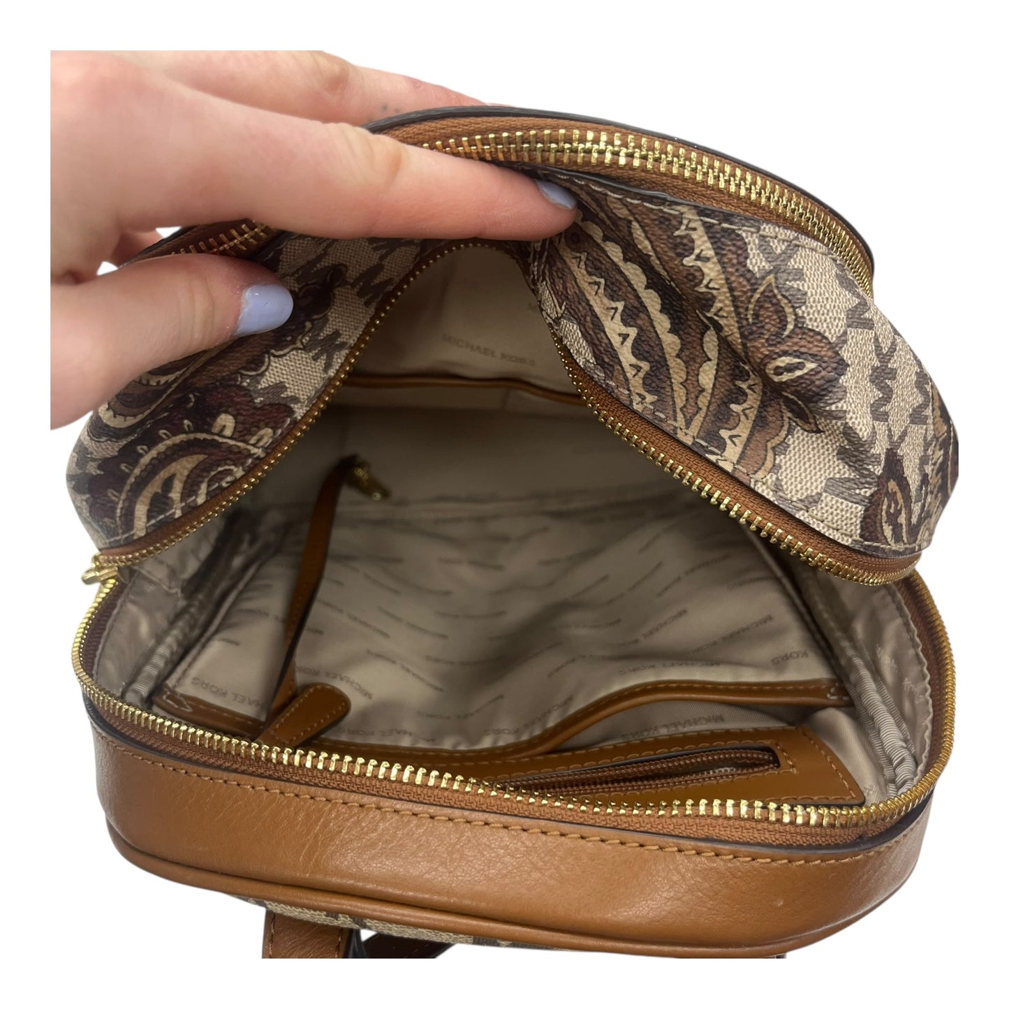 Backpack Designer By Michael Kors In Brown, Size:Large