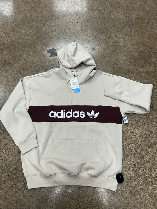 Athletic Sweatshirt Hoodie By Adidas In Tan, Size:L