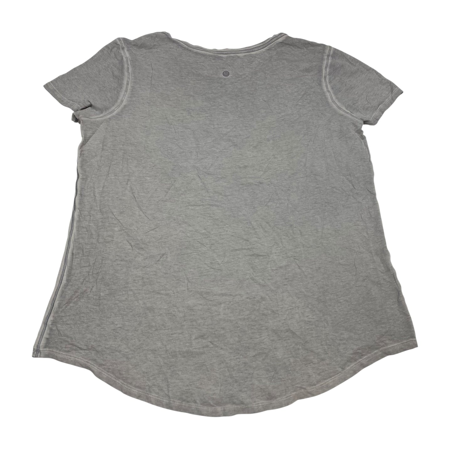 Athletic Top Ss Designer By Lululemon In Grey, Size:M