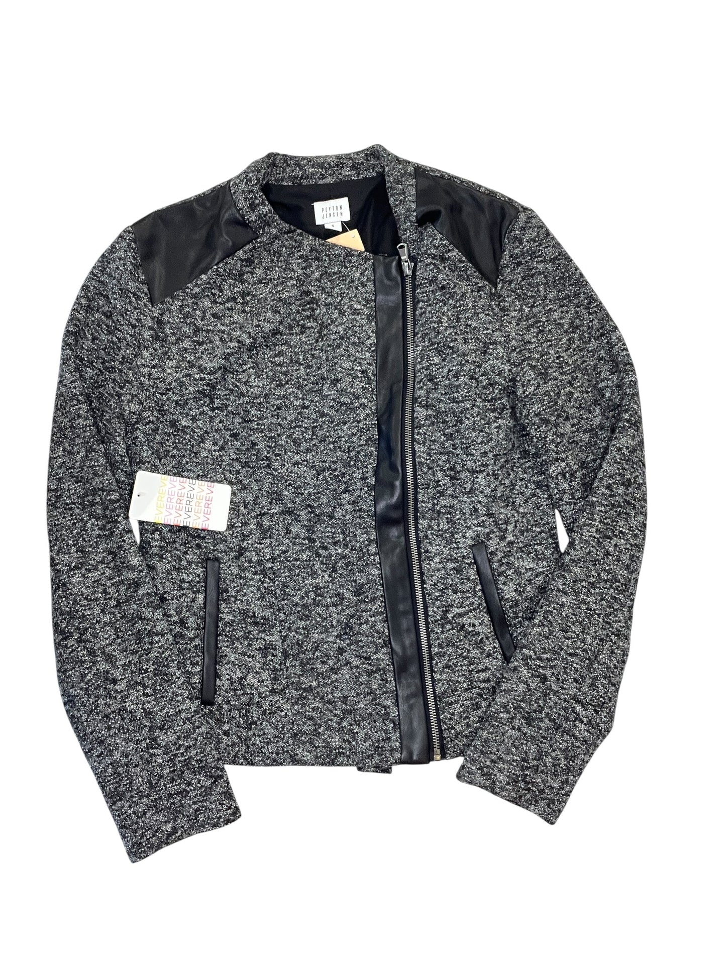 Jacket Moto By Peyton Jensen In Black & Grey, Size:S