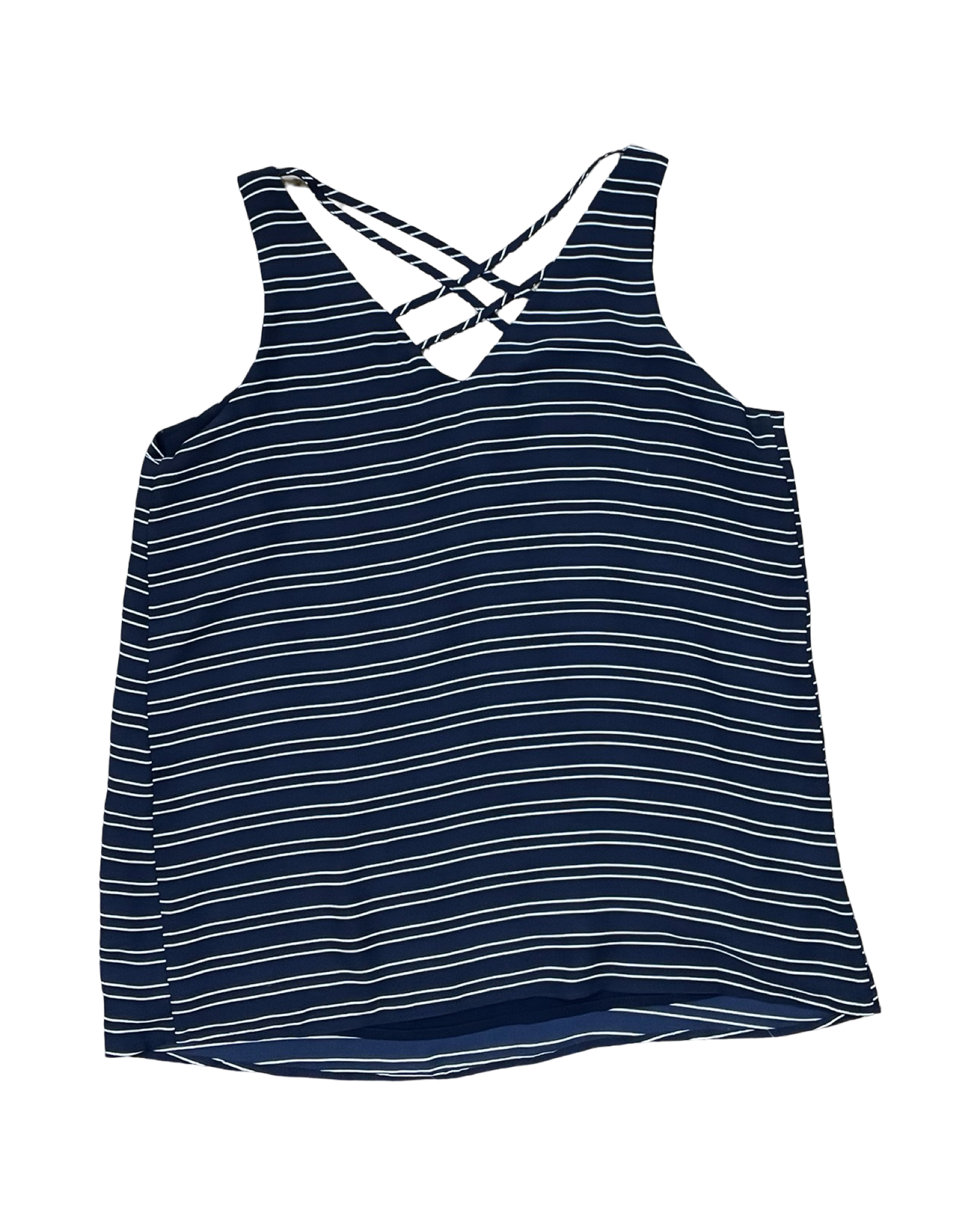Top Sleeveless By Maurices In Blue & White, Size:M