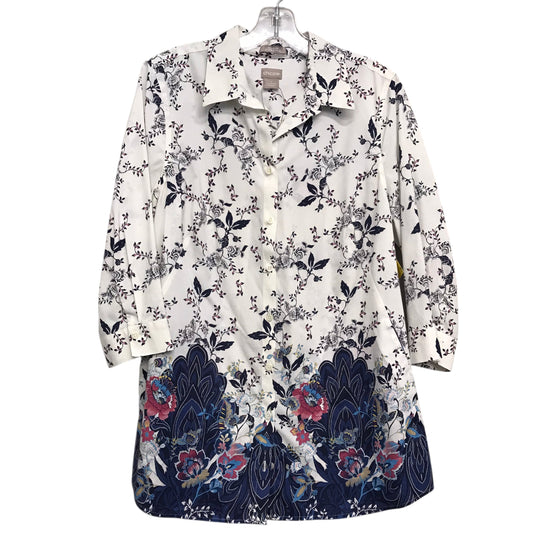 Top 3/4 Sleeve By Chicos In Floral Print, Size:M