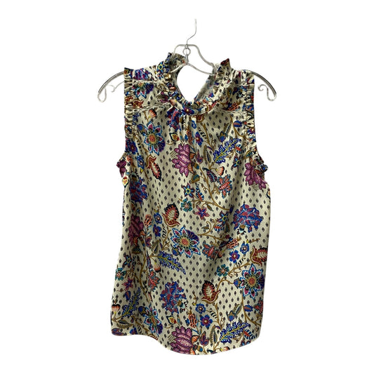 Top Ss By Loft In Cream & Purple, Size:S