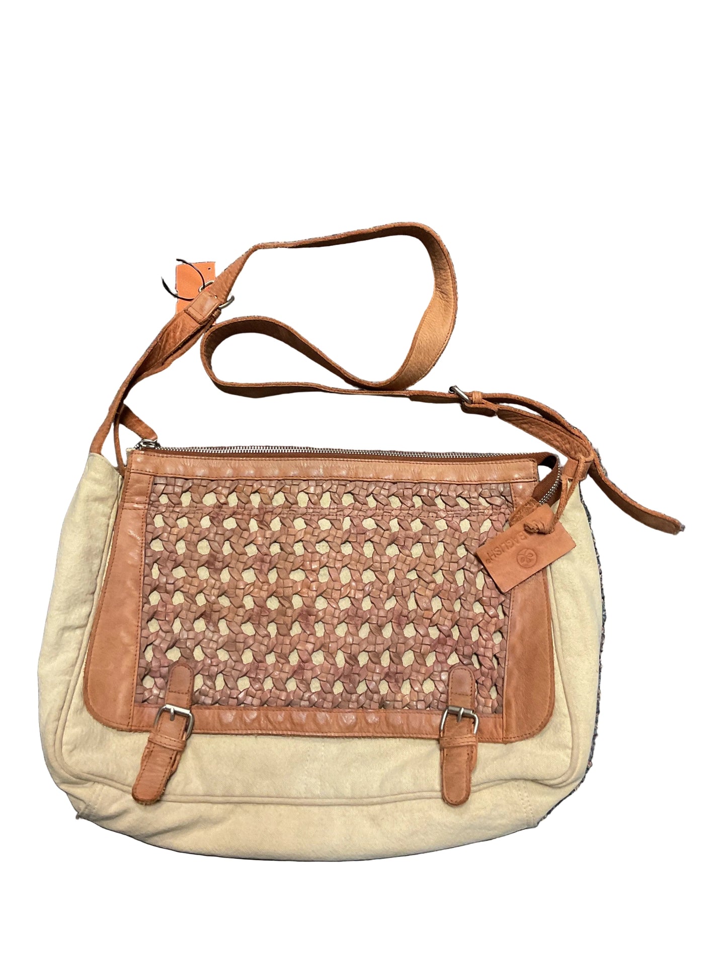 Handbag Leather By Sundance In Cream & Tan, Size:Large