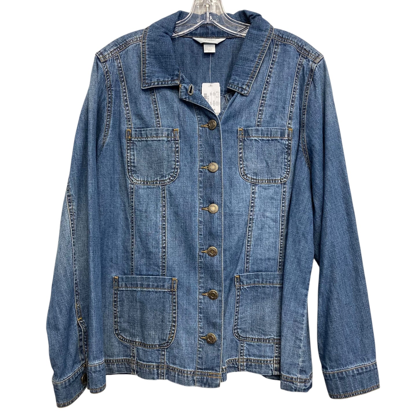 Jacket Shirt By Cj Banks In Blue Denim, Size:1X