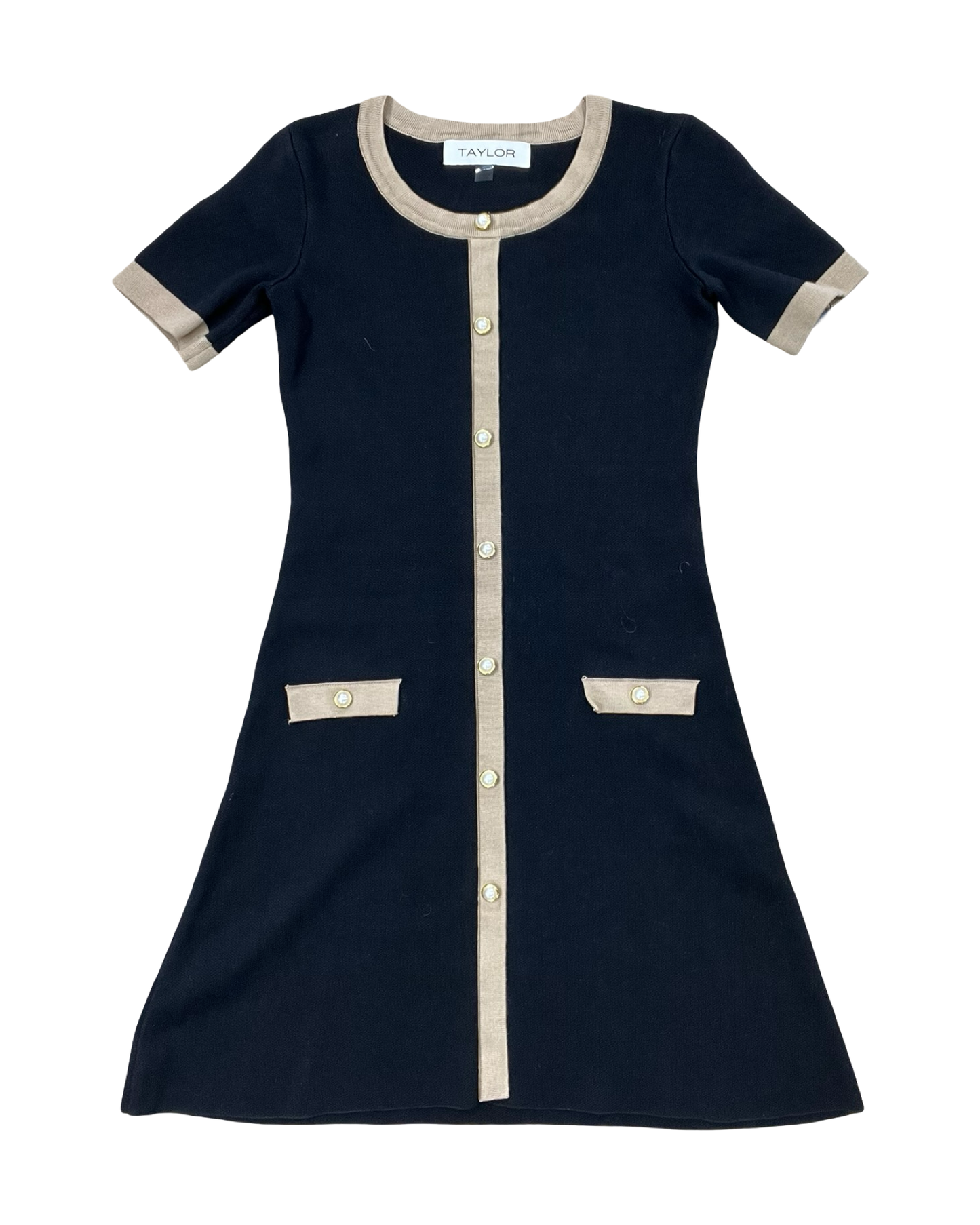 Dress Casual Midi By Taylor In Black & Gold, Size:Xs