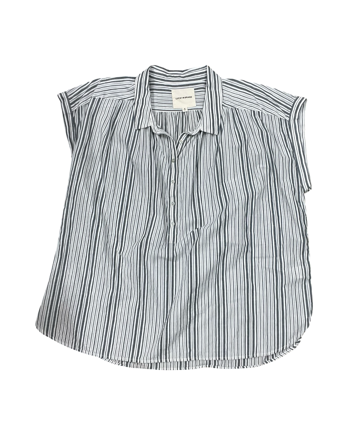 Blouse Ss By Lucky Brand In Grey & White, Size:Xl