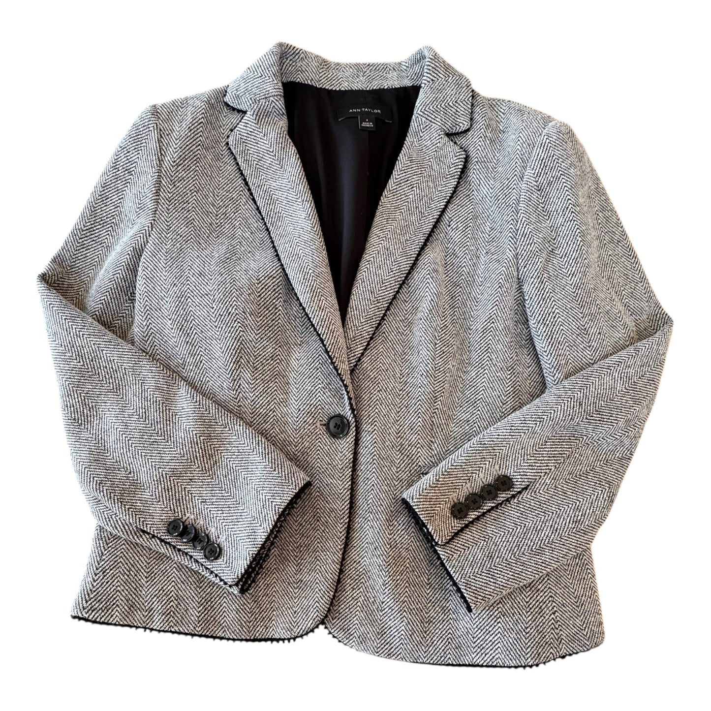 Blazer By Ann Taylor In Black & Grey, Size:6
