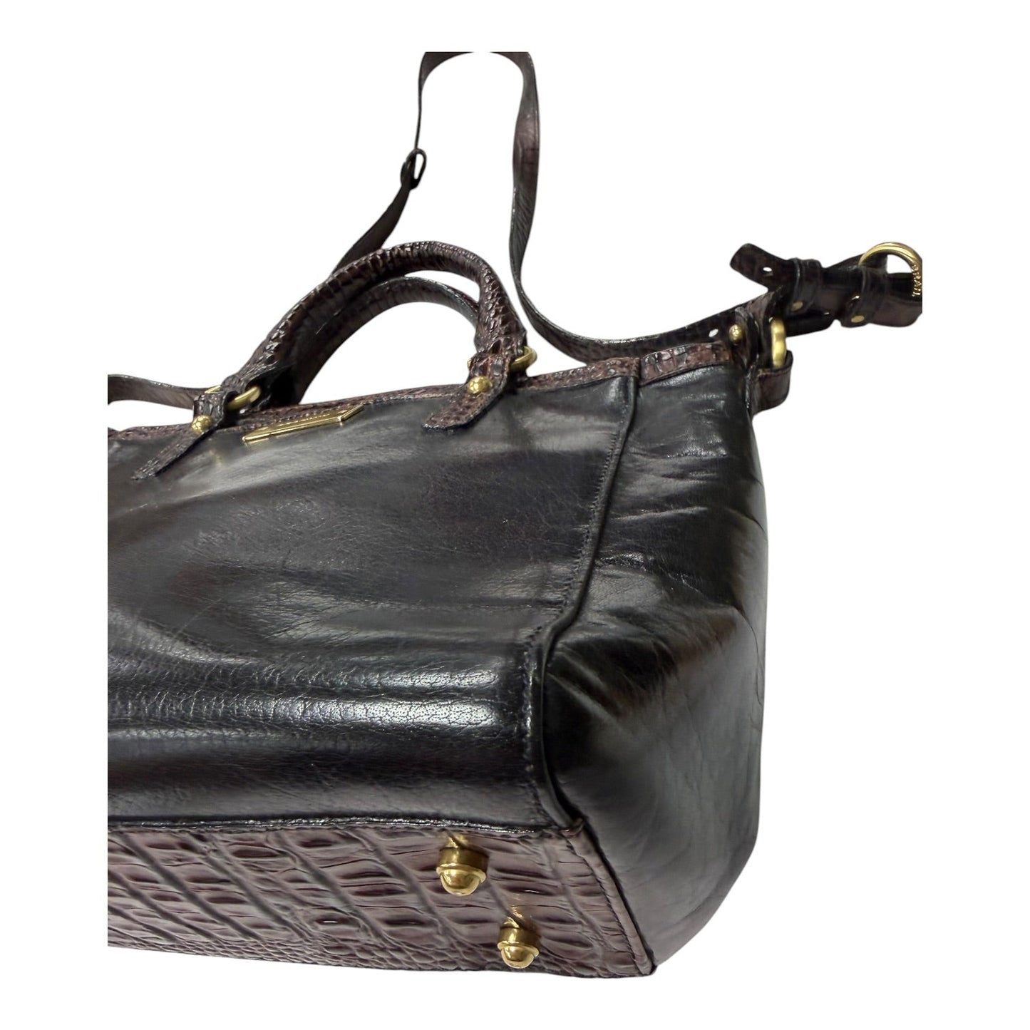Handbag Designer By Brahmin In Black & Brown, Size:Medium