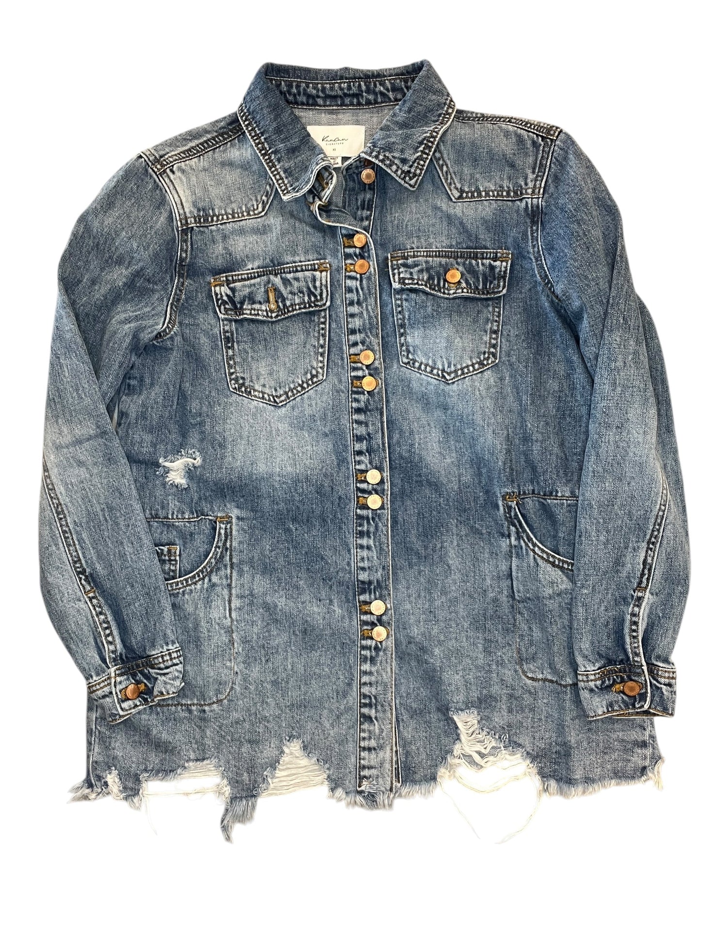 Jacket Denim By Kancan In Blue Denim, Size:Xs