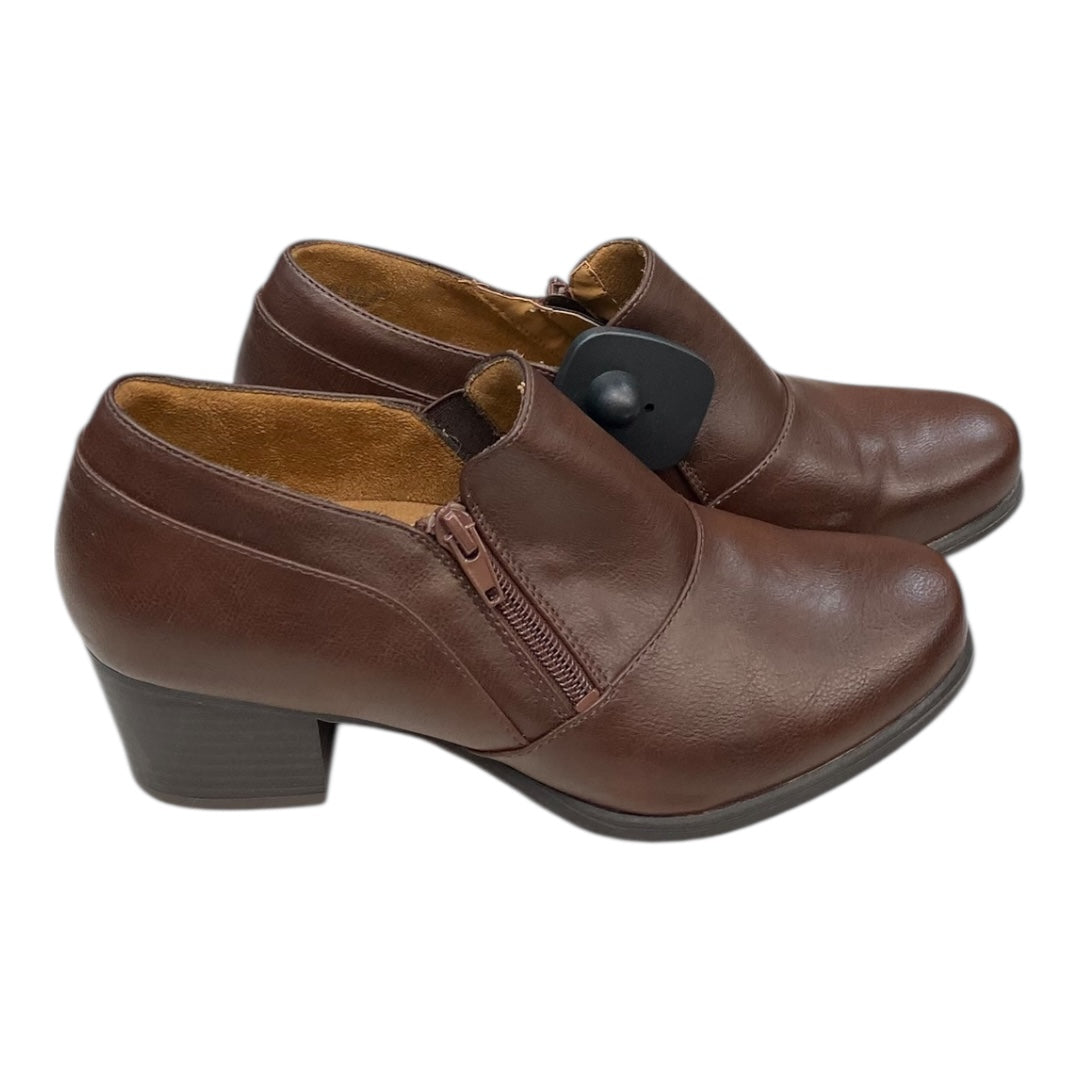 Boots Ankle Heels By Natural Soul In Brown, Size:8.5