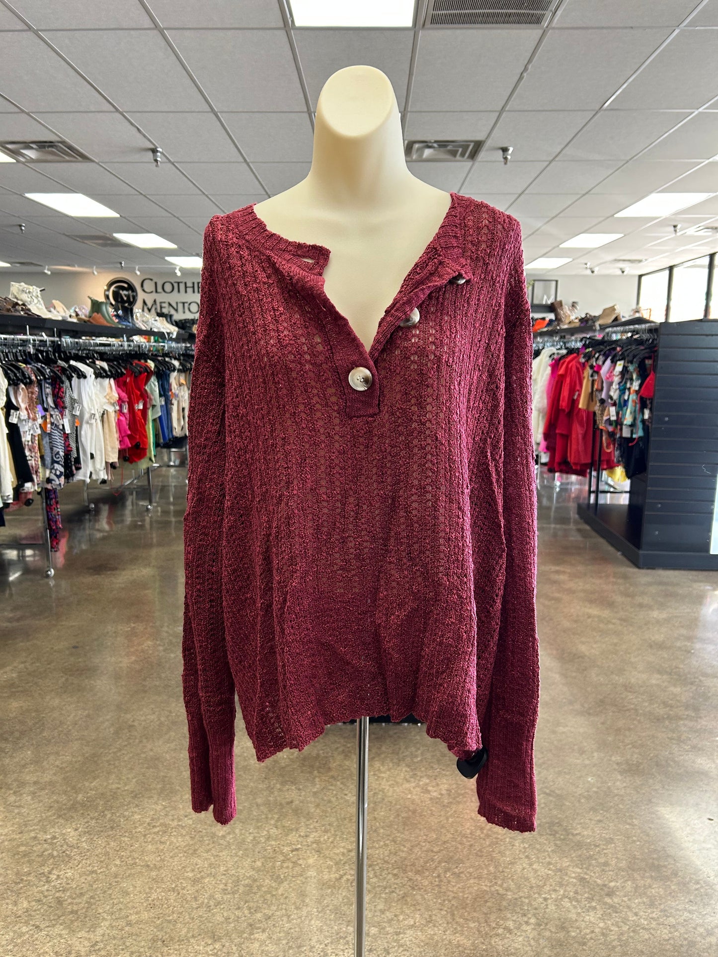 Sweater By Andree By Unit In Red, Size:1X