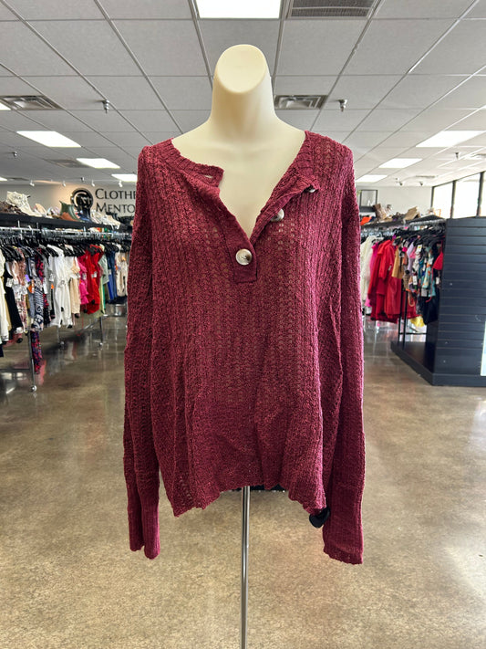 Sweater By Andree By Unit In Red, Size:1X