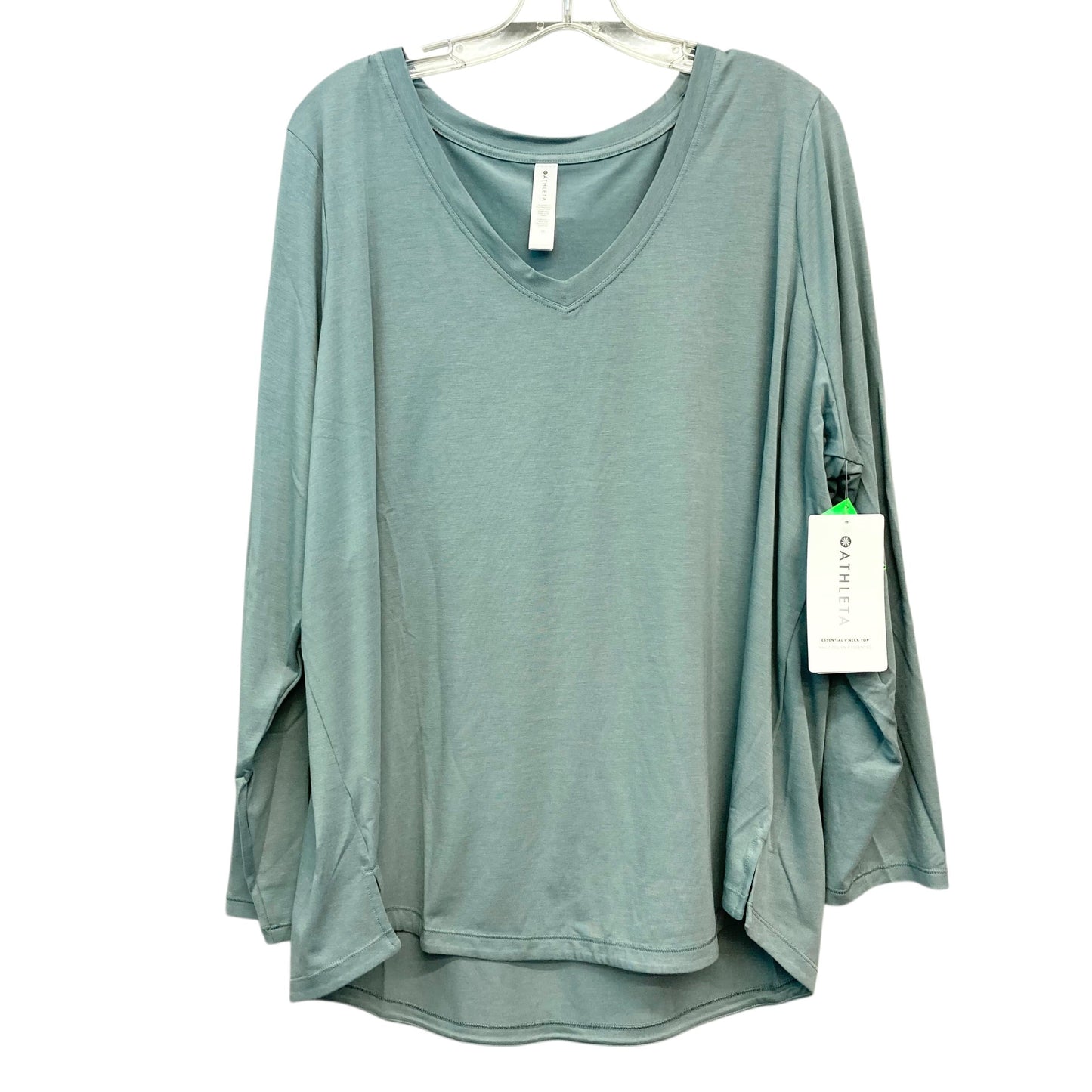 Athletic Top Ls Crewneck By Athleta In Green, Size:2X