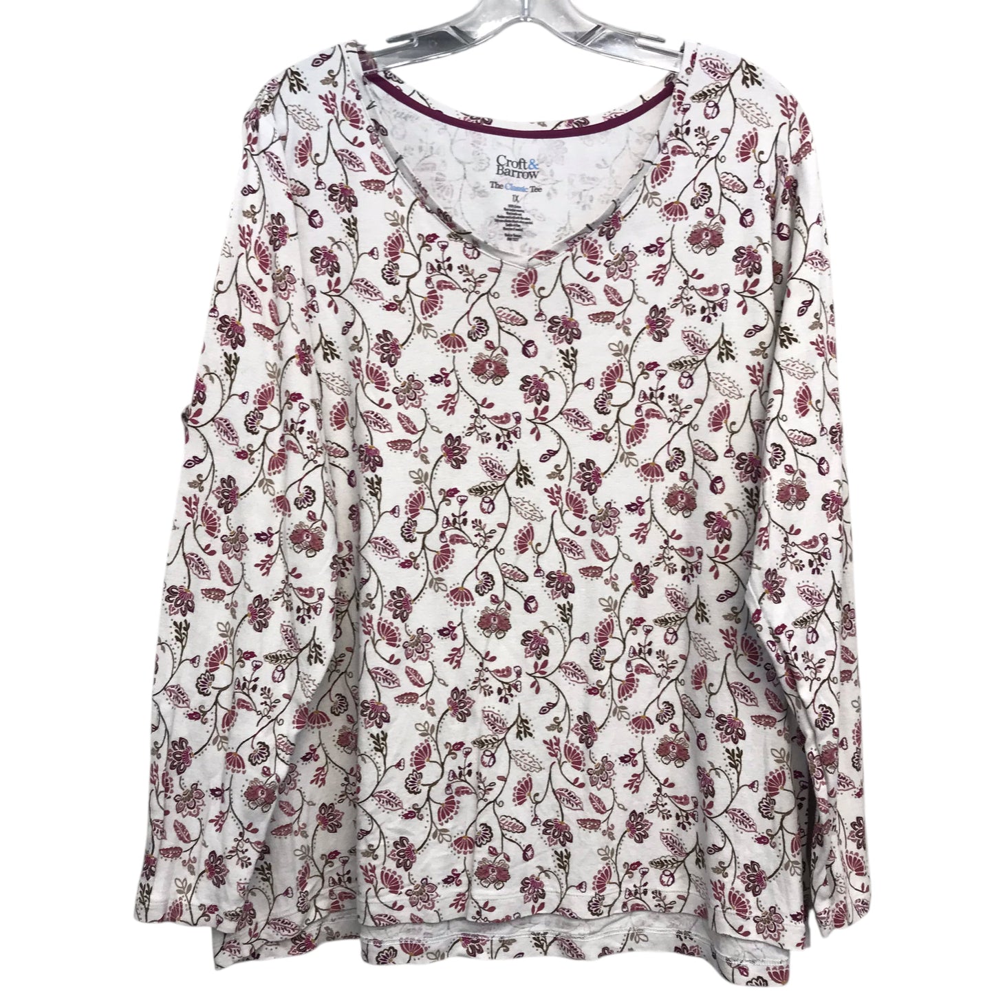 Top Ls Basic By Croft And Barrow In Floral Print, Size:1X
