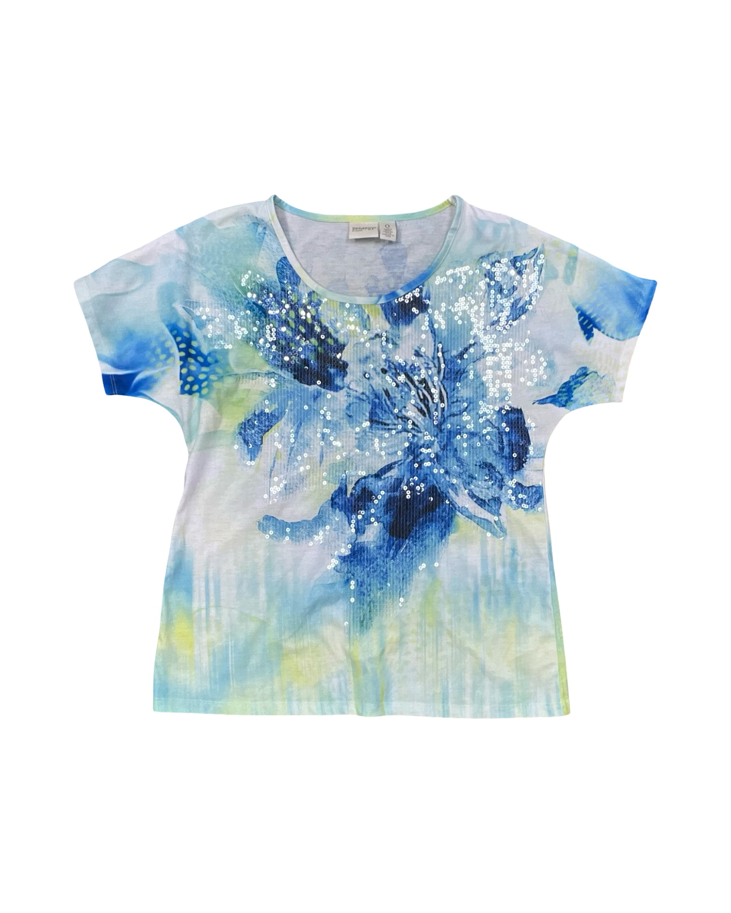 Top Ss By Zenergy By Chicos In Blue & Green, Size:S