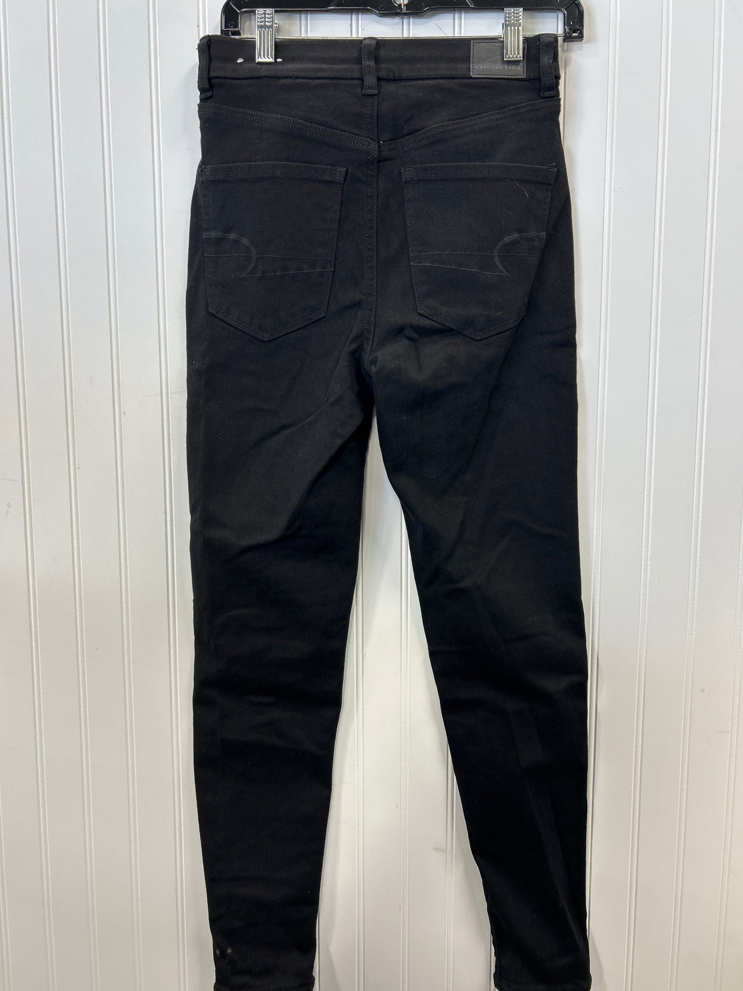 Jeans Skinny By American Eagle In Black Denim, Size:6