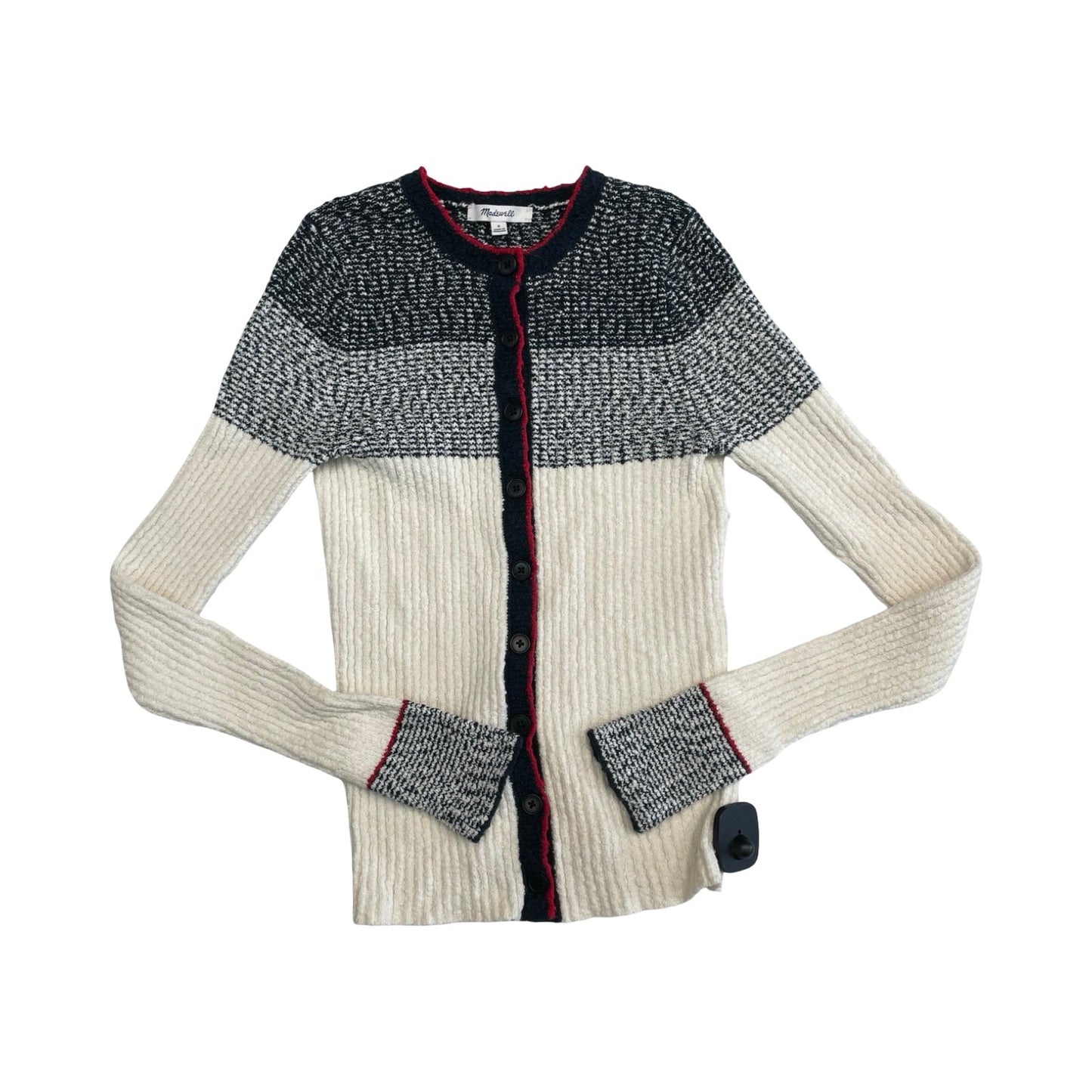 Sweater Cardigan By Madewell In Blue & Cream, Size:S