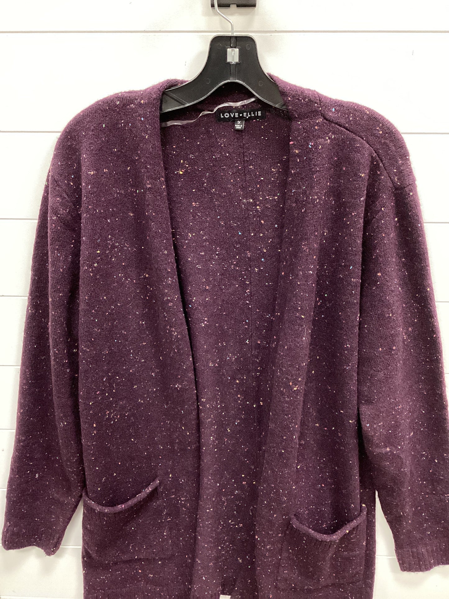 Sweater Cardigan By Love Ellie In Purple, Size:1X