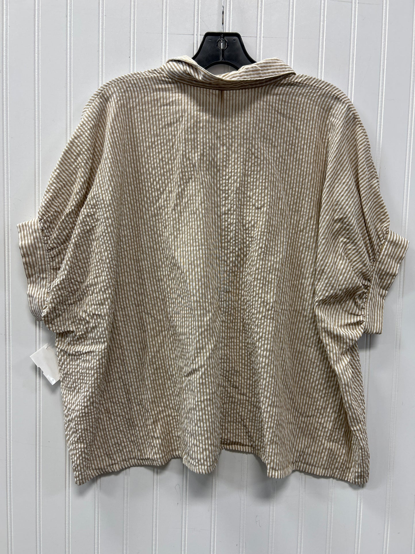 Blouse Ss By Double Zero In Tan & White, Size:S