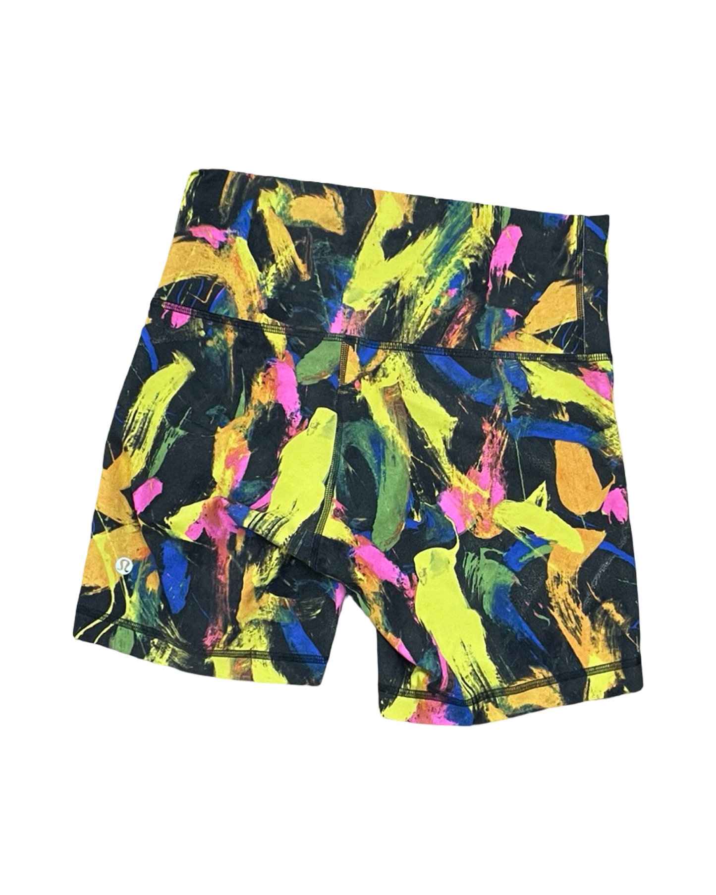 Athletic Shorts By Lululemon In Black & Yellow, Size:M