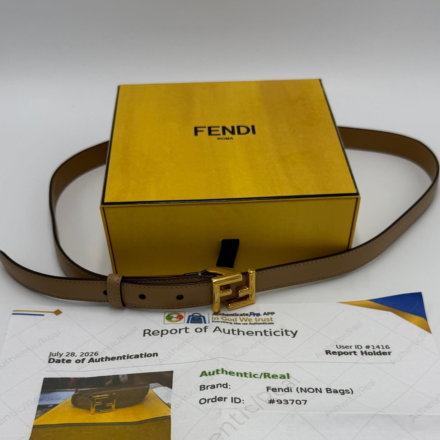 Fendi FF Monogram Leather Luxury Belt, Size: 90/36 (L/XL)