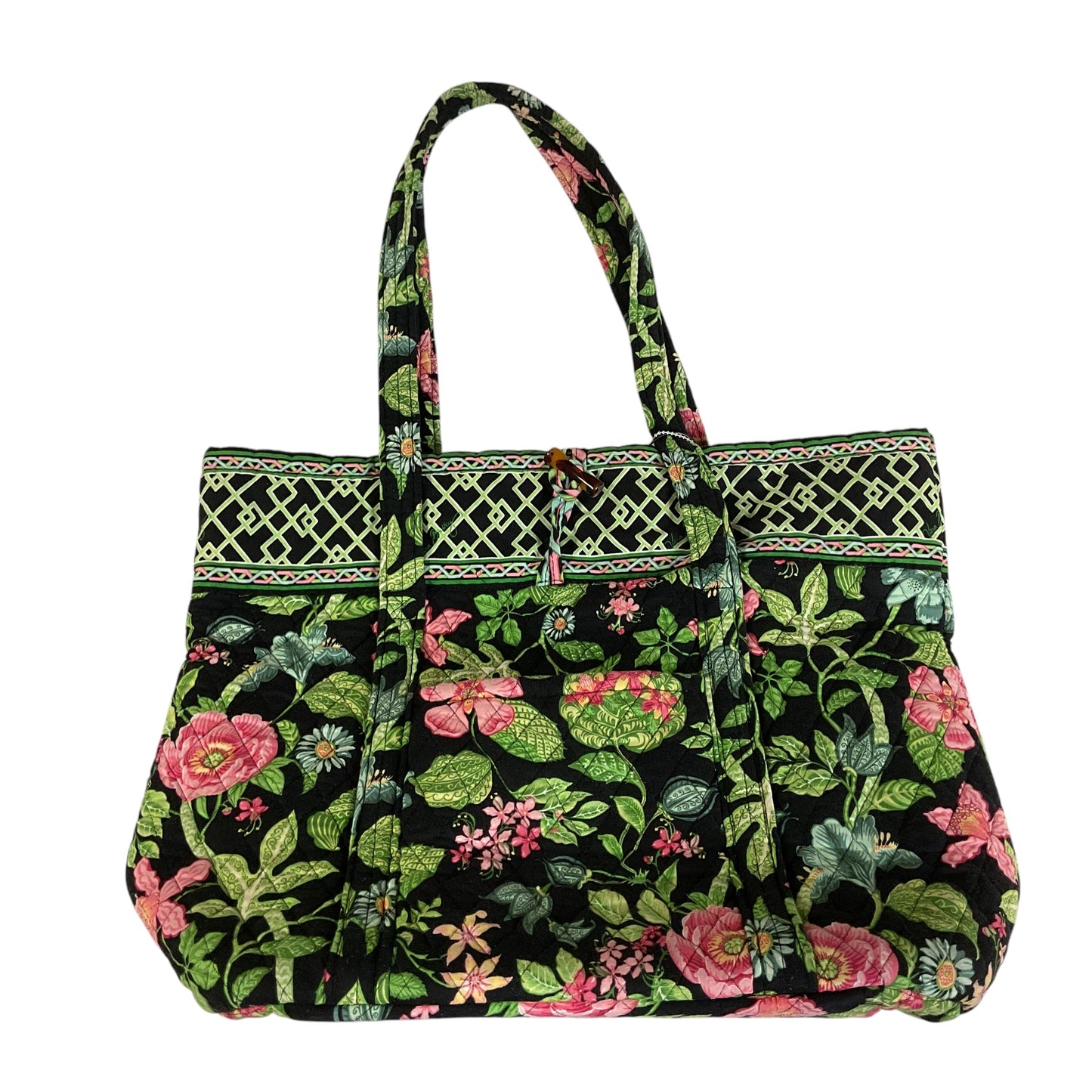 Handbag By Vera Bradley In Black & Green, Size:Medium