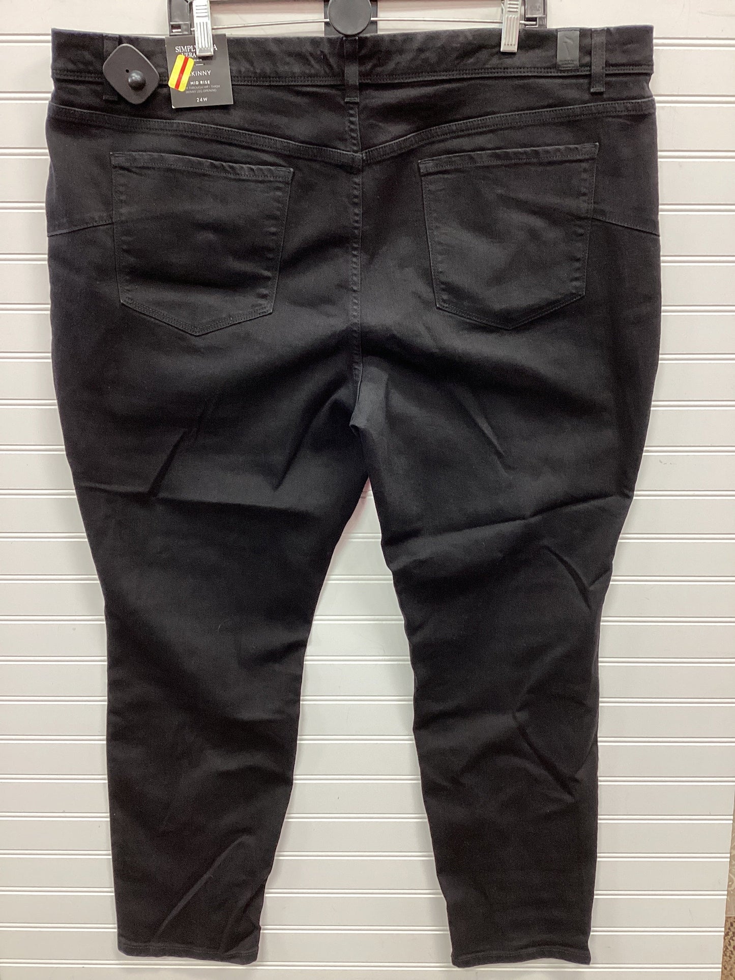 Jeans Skinny By Simply Vera In Black Denim, Size:24