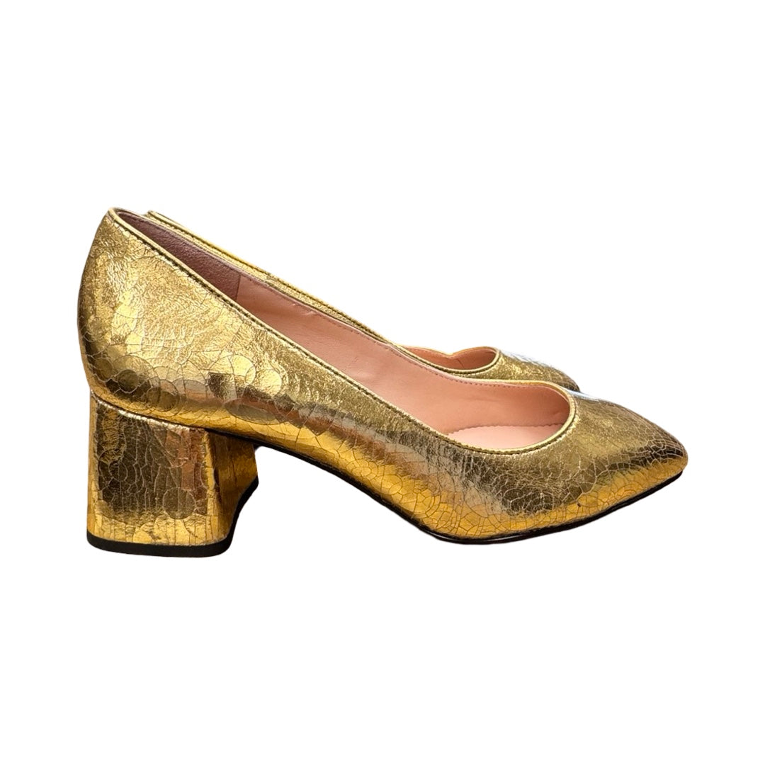 Shoes Heels Block By J. Crew In Gold, Size:5.5