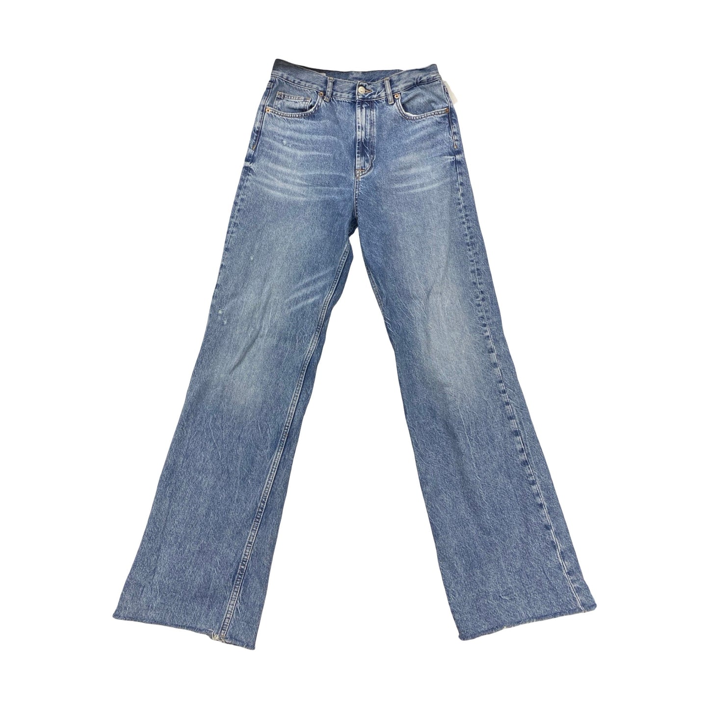 Jeans Straight By Zara In Blue Denim, Size:8