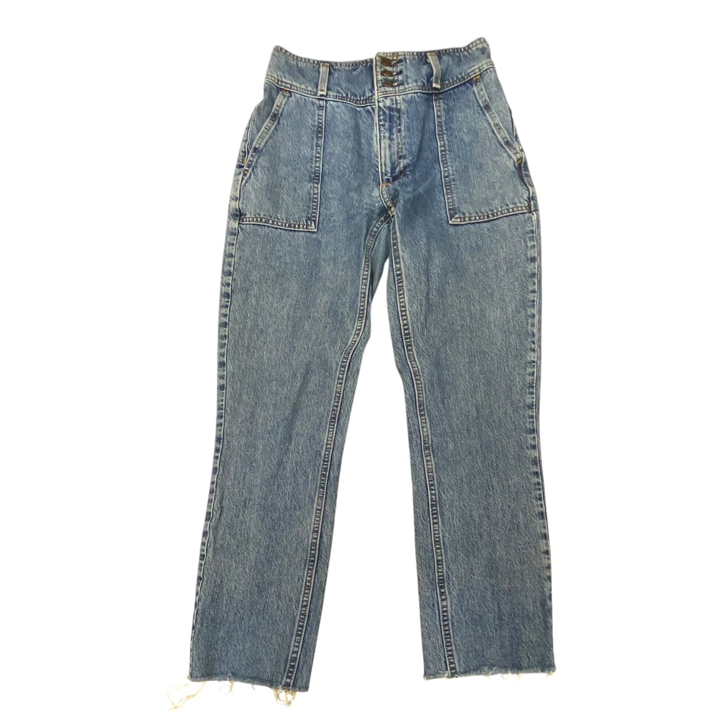 Mom Jeans By Abercrombie And Fitch In Blue Denim, Size:0
